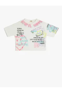 Koton T-Shirt with Short Sleeves, Crew Neck Graffiti Print #6181879