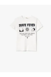 Koton T-Shirt Short Sleeve Skateboard Themed Crew Neck Cotton #9360578