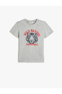 Koton T-Shirt Tiger Print Short Sleeve Crew Neck