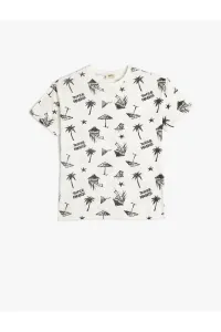 Koton T-Shirt Tropical Printed Short Sleeve Crew Neck Cotton #9229876
