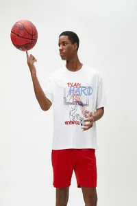 Koton Sports oversized tričko s basketbalovou potlačou. Krk posádky krátky rukáv