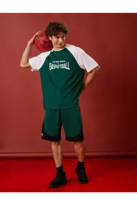 Koton Basketball Printed Sports T-Shirt with a Hooded Raglan Sleeve