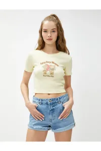 Koton Crop T-Shirt Printed Crew Neck Short Sleeve Cotton #7499326