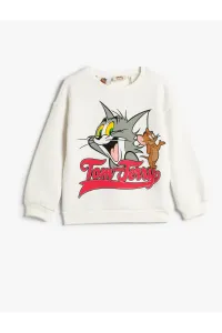 Koton Tom and Jerry Sweatshirt Licensed Rack Long Sleeve Crew Neck
