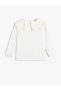 Koton Viscose Fabric Wide Baby Collar Long Sleeved blouse
