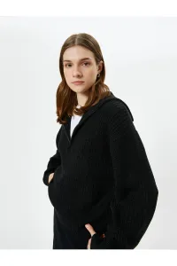 Koton Wide Neck Sweater Half Zipper Knit