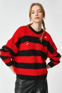 Koton Dámsky červený pruhovaný sveter #7979003