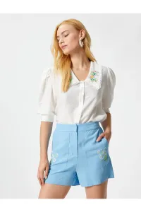 Rachel Araz X Koton - Balloon Sleeve Shirt with Embroidered Collar