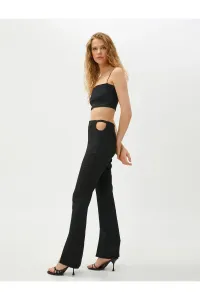 Koton Spanish Leg Pants with Window Detail with a Slit