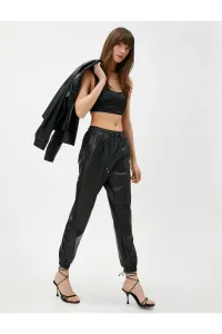 Koton Faux Leather Jogger Trousers with Tie Waist #6226487