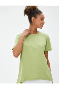 Koton Basic T-shirt with Short Sleeves, Crew Neck Asymmetrical Cut