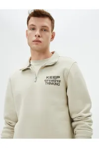 Koton Half Zipper Sweatshirt Stand Collar Slogan Printed #8791256