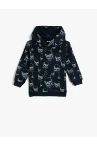 Koton Skull Printed Hooded Sweatshirt Cotton