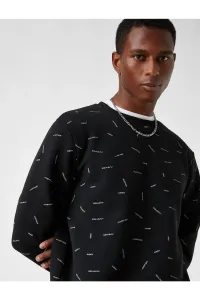 Koton Printed Sweatshirt with a Shark Collar Crewneck