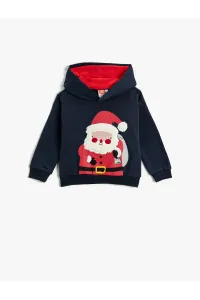 Koton Baby Boyfriend Hoodie and Sweatshirt Christmas Theme with Santa Claus Printed Plush Applique Detailed