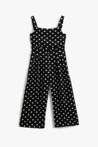 Koton Girl's Jumpsuit with Wide Leg, Polka Dots, Tie Front 3skg40016aw