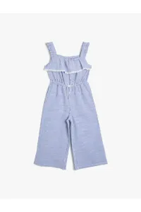 Koton Trousers Rompers Made from a Striped Textured Fabric with Ruffles and Gathered Waist