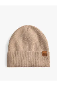 Koton Basic Knit Beanie Hat with a Layered Label Detail
