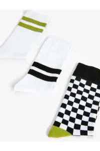 Koton 3-Piece Tennis Socks Set Checkerboard Pattern