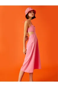 Koton Midi Length Dress with Window Detail and Thin Straps