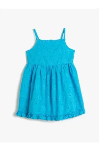 Koton Plain Turquoise Girls' Calf-length Dress 3skg80079aw