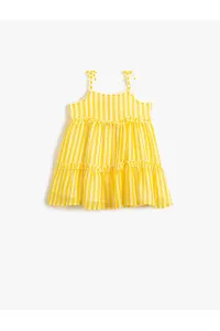 Koton Dress Midi Sleeveless with Straps Ruffle Detailed Layered Cotton Lined