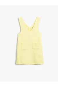 Koton Textured Basic Salopet Dress Cotton V-Neck #737430