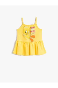 Koton Tweety Printed Frilly Dress Licensed Weightlifting Collar Cotton #5104458