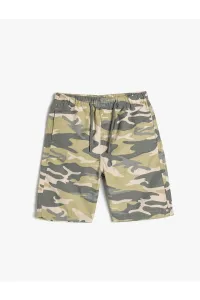 Koton Bermuda Camouflage Shorts Parachute Fabric Tie Waist With Pockets Cotton