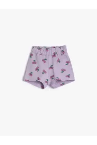 Koton Cotton Textured Shorts with Elastic Waist, Cherry Printed #9564390