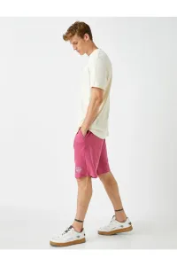 Koton Men's Fuchsia Lace-Up Shorts with Logo