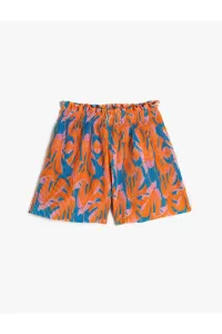 Koton Pleated Shorts with Elastic Waist Floral Pattern Comfortable Cut