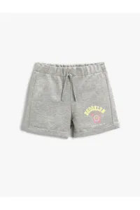 Koton Girls' Printed Short Shorts Made of Cotton with a Lace-Up Waist