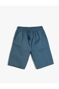 Koton Canvas Shorts with Pocket. Elastic Waist, Fastener Cotton