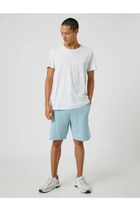 Koton Basic Shorts Tie the waist, Slogan and Printed Labels, Pockets