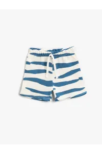 Koton Blue Zebra Patterned Shorts Cotton