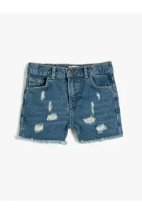 Koton Girl's Denim Shorts Destroyed Pocket Cotton