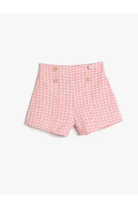 Koton Tweed Shorts Houndstooth Patterned Ornamental Button Detailed