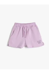 Koton Shorts with Tie Waist Elastic Pocket, Butterfly Print Detailed