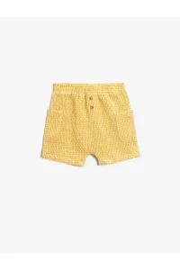 Koton Checked Shorts with Pockets and Button Detail Elastic Waist