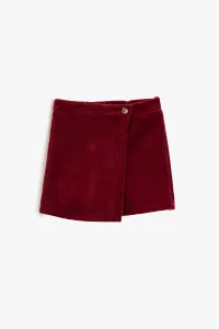 Koton Basic Corduroy Corduroy Shorts Skirt with Button Detail