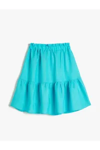Koton Layered Midi Skirt with an Elastic Waist, Linen Blend