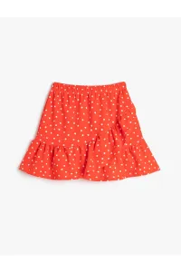 Koton Mini Skirt Frilled Tiered Elastic Waist Polka Dot