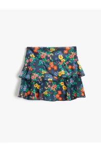 Koton Floral Mini Skirt with Ruffles and Elastic Waist