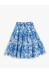Koton Midi Skirt Floral Elastic Waist Cotton