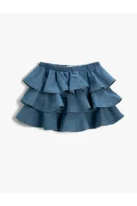 Koton Ruffled Denim Skirt Cotton Elastic Waist