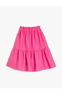 Koton Layered Midi Skirt with an Elastic Waist, Linen Blend