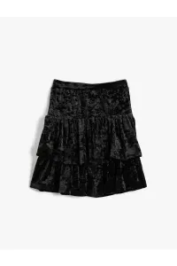 Koton Velvet Skirt Ruffled Layered