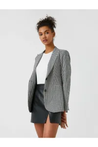 Koton Double Breasted Collar Check Jacket