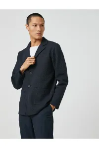 Koton Basic Textured Jacket, Wide Collar with Buttons, Pocket Detailed